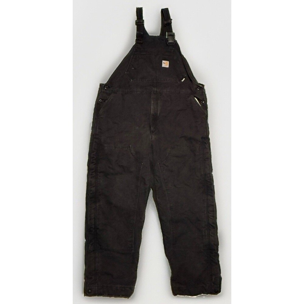 Carhartt FR Duck Bib Overalls Men's 42X30 Black Quilt-Lined 101626-001 NFPA 2112
